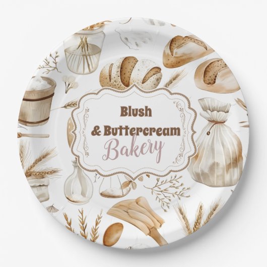 Rustige Bakkerij Papieren Bordje (Voorkant)