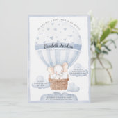 Rustige ballon Elephant Boy Blue Baby shower Kaart (Staand voorkant)