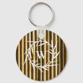 Rustige Bamboe - monogram - Verticale lijnen Sleutelhanger (Voorkant)