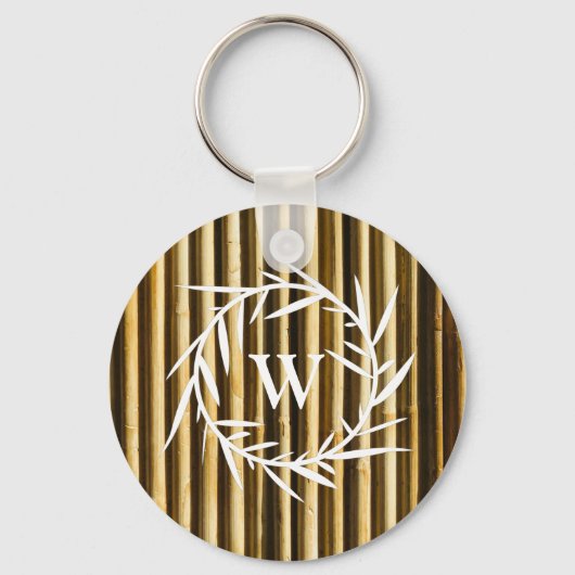 Rustige Bamboe - monogram - Verticale lijnen Sleutelhanger (Voorkant)