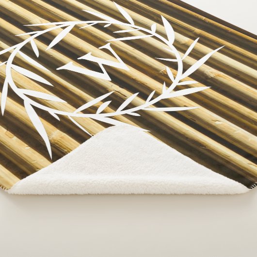 Rustige Bamboe Monogram - Verticale lijnenpatroon Sherpa Deken (3/4)