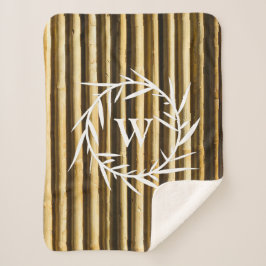 Rustige Bamboe Monogram - Verticale lijnenpatroon Sherpa Deken