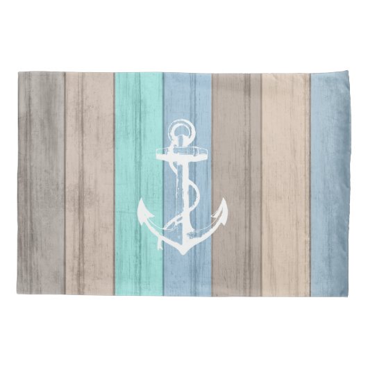 Rustige band Nautical Stripes & Anchor Kussensloop (Achterkant-Links)