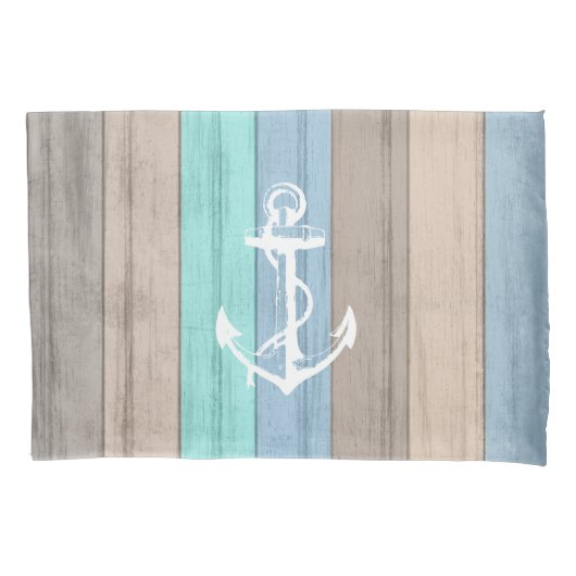 Rustige band Nautical Stripes & Anchor Kussensloop (Voorkant-Links)