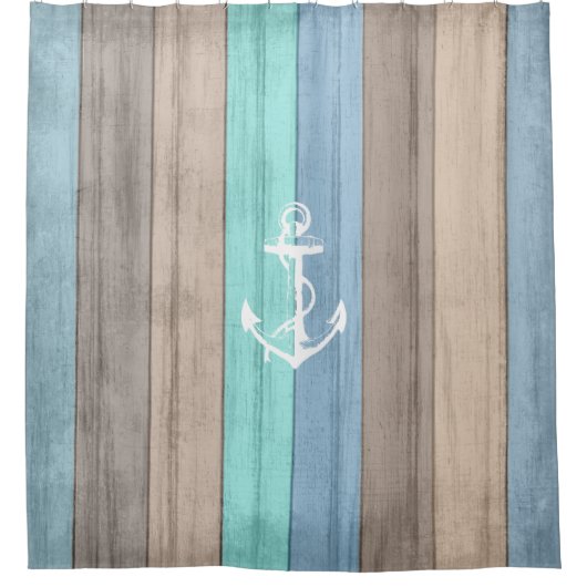 Rustige band Nautische strips en anker Douchegordijn
