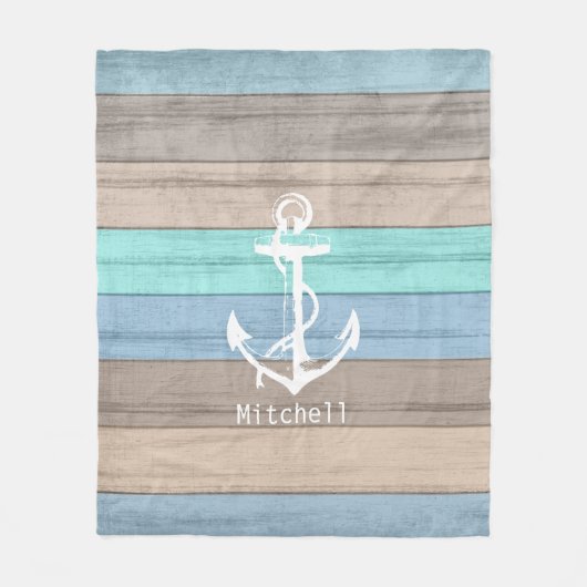 Rustige band Nautische strips en anker Fleece Deken (Voorkant)