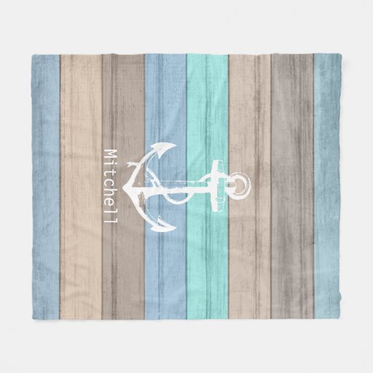 Rustige band Nautische strips en anker Fleece Deken (Voorkant (Horizontaal))