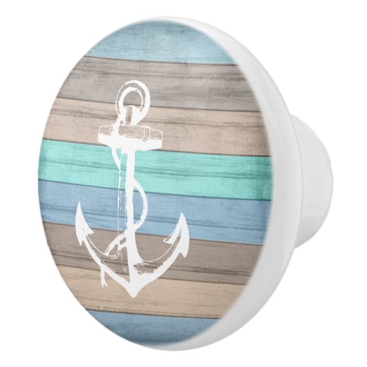 Rustige band Nautische strips en anker Keramische Knop (Rechts)