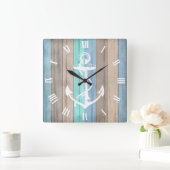 Rustige band Nautische strips en anker Vierkante Klok (Huis)