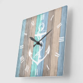 Rustige band Nautische strips en anker Vierkante Klok (Hoek)