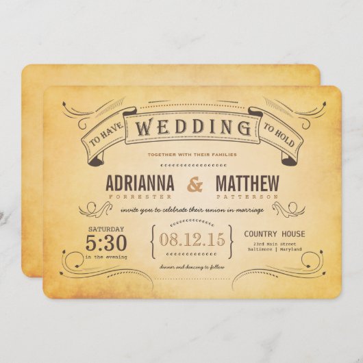 Rustige banner Romantic Wedding Kaart (Voorkant / Achterkant)