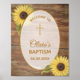 Rustige Baptisme Sunflower Wood welkomstteken Poster