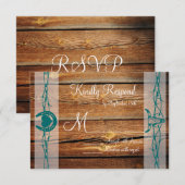 Rustige Barbed Wire Hoefijzer Wedding RSVP-kaarten RSVP Kaartje (Voorkant / Achterkant)