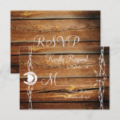 Rustige Barbed Wire Hoefijzer Wedding RSVP-kaarten RSVP Kaartje (Voorkant / Achterkant)