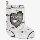 Rustige Bark Wood Carved Heart Aspen Tree Kleine Kerstsok (Voorkant)