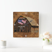 Rustige Barn American Flag Square Wall klok (Huis)