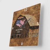 Rustige Barn American Flag Square Wall klok (Hoek)
