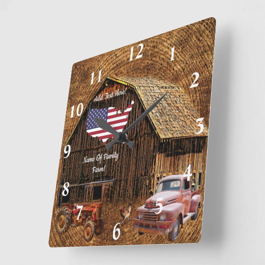 Rustige Barn American Flag Square Wall klok (Hoek)