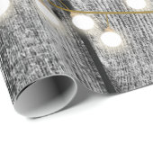 Rustige Barn Black Wood Gold String Lights Cadeaupapier (Rol Hoek)