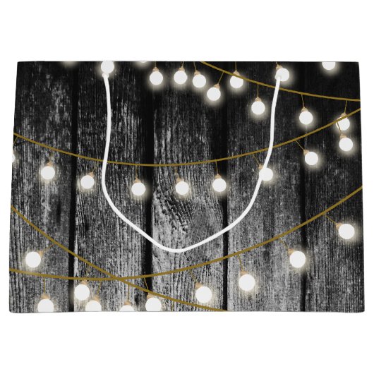 Rustige Barn Black Wood Gold String Lights Groot Cadeauzakje (Voorkant)