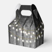 Rustige Barn Black Wood Gold String Lights Monogra Bedankdoosjes (Achterkant)
