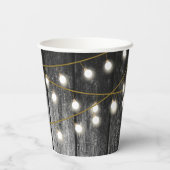 Rustige Barn Black Wood Gold String Lights Papieren Bekers (Achterkant)