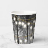 Rustige Barn Black Wood Gold String Lights Papieren Bekers (Links)