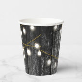 Rustige Barn Black Wood Gold String Lights Papieren Bekers (Rechts)