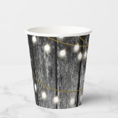 Rustige Barn Black Wood Gold String Lights Papieren Bekers (Voorkant)