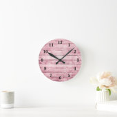 Rustige Barn Boards Shabby Pink Distress Wood Ronde Klok (Huis)