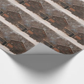 Rustige Barn & Cottage sneeuwscène Cadeaupapier (Hoek)