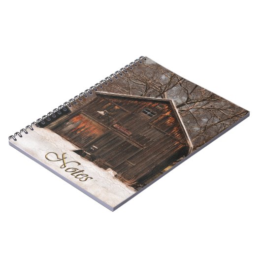 Rustige Barn & Cottage  sneeuwscène Notitieboek (Linkerzijde)