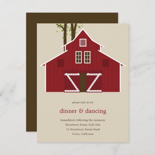 Rustige Barn Reception Card Enclosure Kaart (Voorkant / Achterkant)