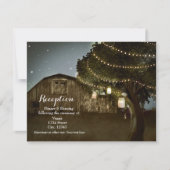 Rustige Barn & Tree Lights Wedding Reception Kaart (Voorkant)
