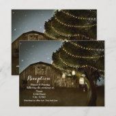 Rustige Barn & Tree Lights Wedding Reception Kaart (Voorkant / Achterkant)