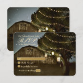 Rustige Barn & Tree Lights Wedding RSVP Kaart (Voorkant / Achterkant)