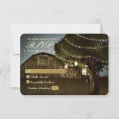 Rustige Barn & Tree Lights Wedding RSVP Kaart (Voorkant)