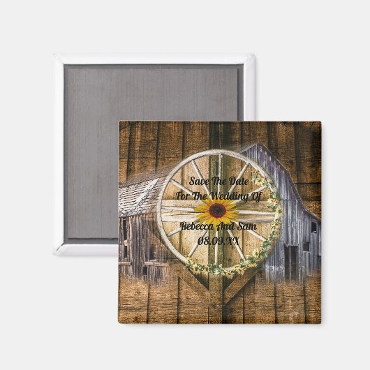 Rustige Barn Wagon Zonnebloem Magneet (Voorkant / Achterkant)