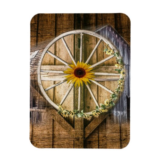 Rustige Barn Wagon Zonnebloem Magneet (Verticaal)