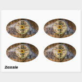 Rustige Barn Wagon Zonnebloem Ovale Sticker (Vel)