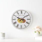 Rustige Barn White Wood Sunflower Cowboy Pet Grote Klok (Huis)