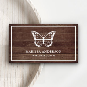 Rustige Barn Wood Elegant White Butterfly Visitekaartje