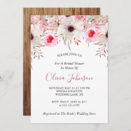 Rustige Barn Wood Floral Blush Pink Vrijgezellenfe Kaart