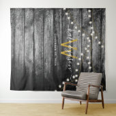 Rustige Barn Wood Gold Lights Weddenschap Wandkleed (In Situ (horizontaal))