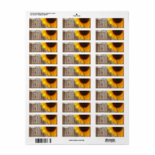 Rustige Barn Wood Lace westerne landzonnebloem Etiket (Full Sheet)