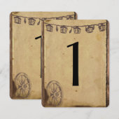 Rustige Barn Wood Lantern Wedding Table Number Kaart (Voorkant / Achterkant)