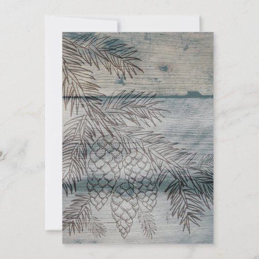 Rustige Barn Wood Pine Tree Winter Weddenschap Kaart (Achterkant)