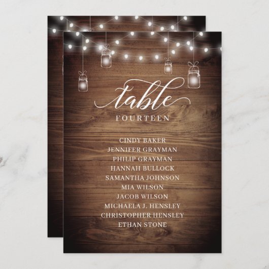 Rustige Barn Wood Table Number Seed Chart Cards Kaart (Voorkant / Achterkant)