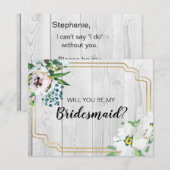 Rustige Barnwood Floral Gold Bridesmaid Voorstel Kaart (Voorkant / Achterkant)