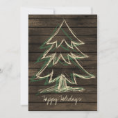 Rustige Barnwood Pine Tree-feestdagen kaart (Voorkant)